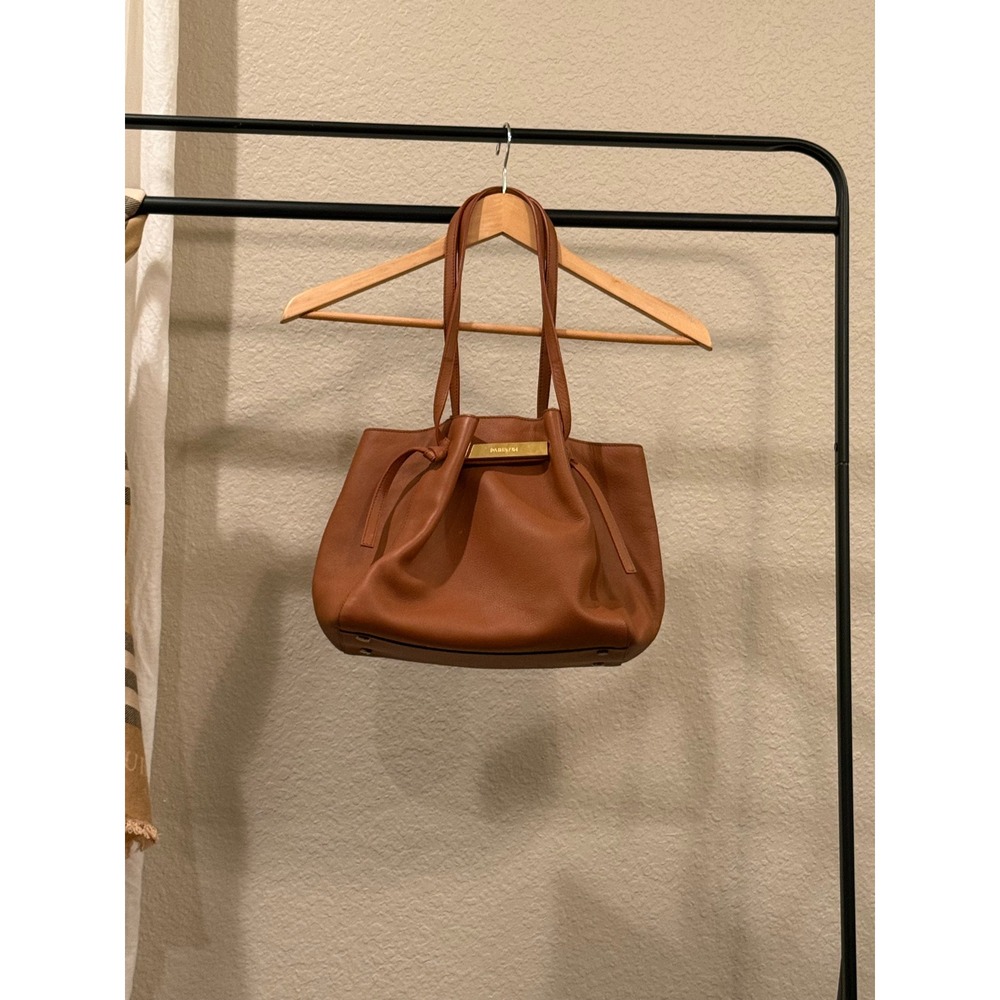 Paris/64 Manhattan Cuero Bag Brown Pebbled Leather Tote Purse Medium